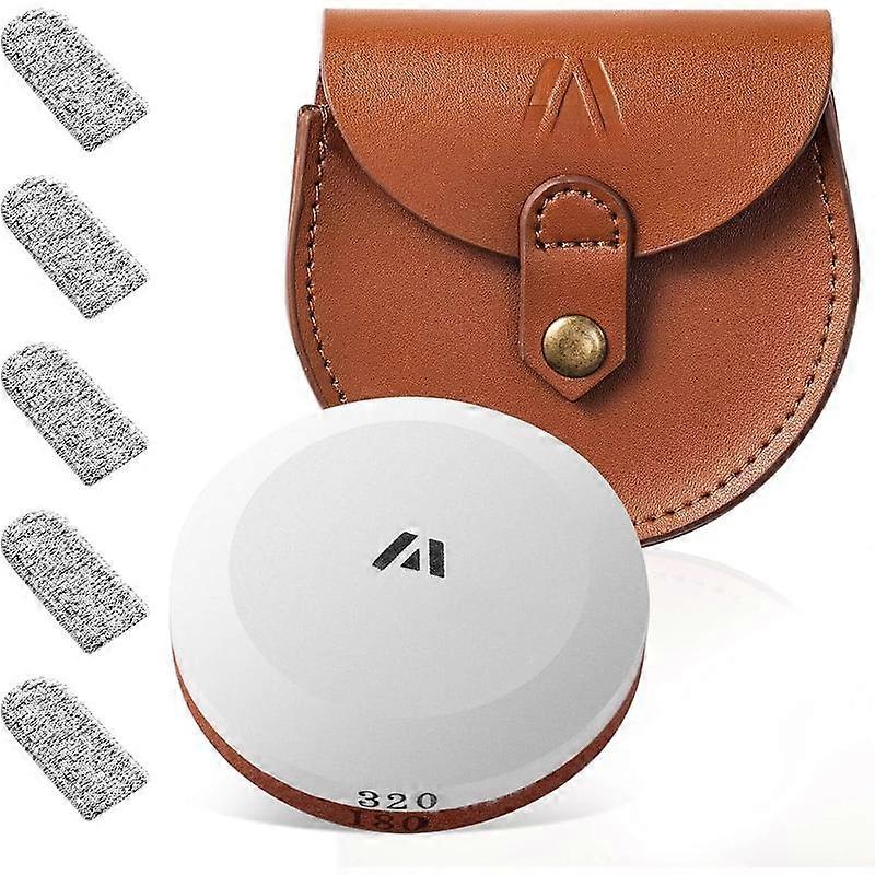 Sharpener - Multipurpose /Hatchet Sharpening Stone - Whetstone  & Tool Sharpener, Dual Grit 180/320 Sharpening Puck with Leather Sheath