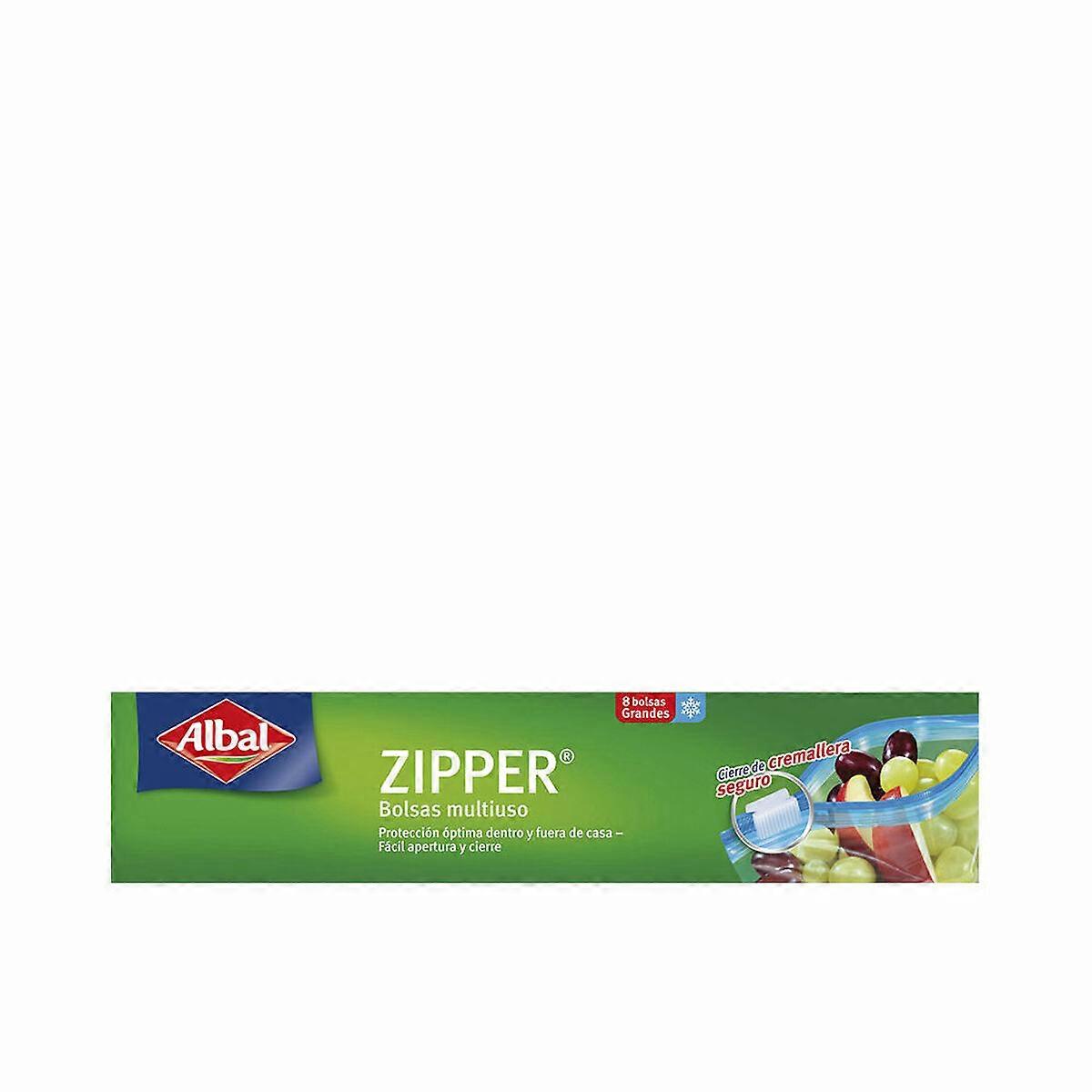 Ensemble de sacs hermétiquement scellés réutilisables Albal Zipper 3 L Multi-usage 8 unités