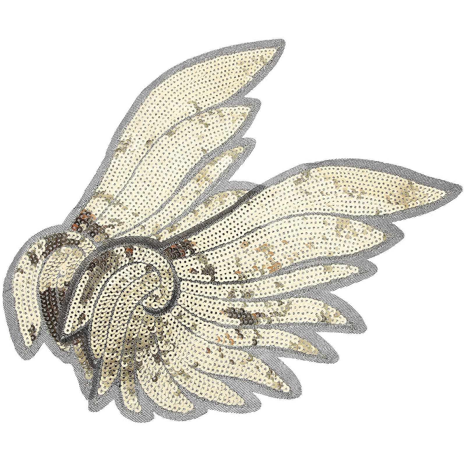 Golden Sequin Clothes Patch for Clothes Use 4Pairs Angel Wing Applique