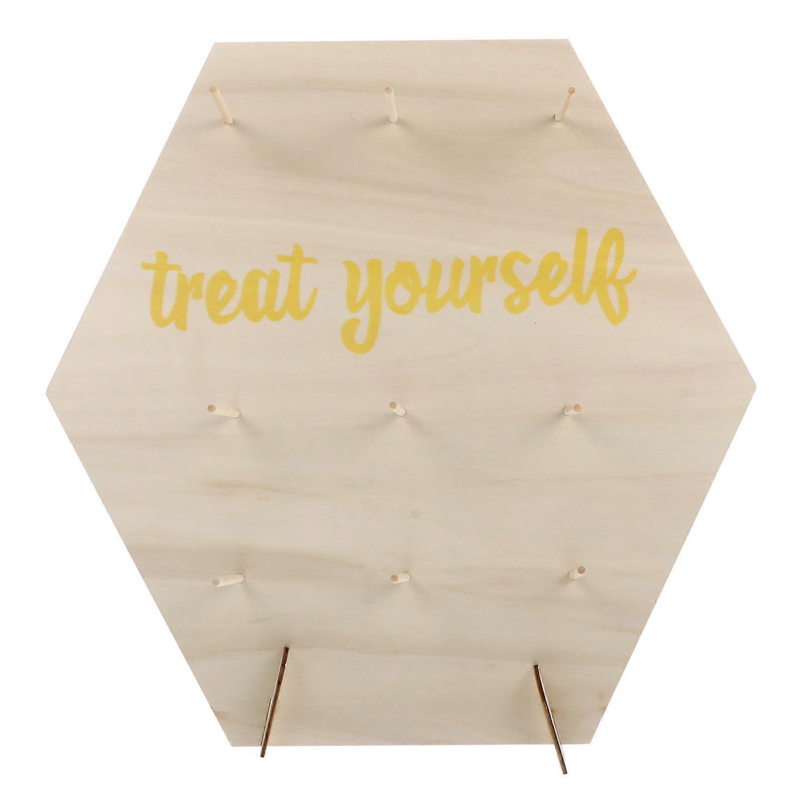 2 Sets Wooden Donut Display Stand with Pegs, Reusable EcoFriendly Holder for Wedding and Party