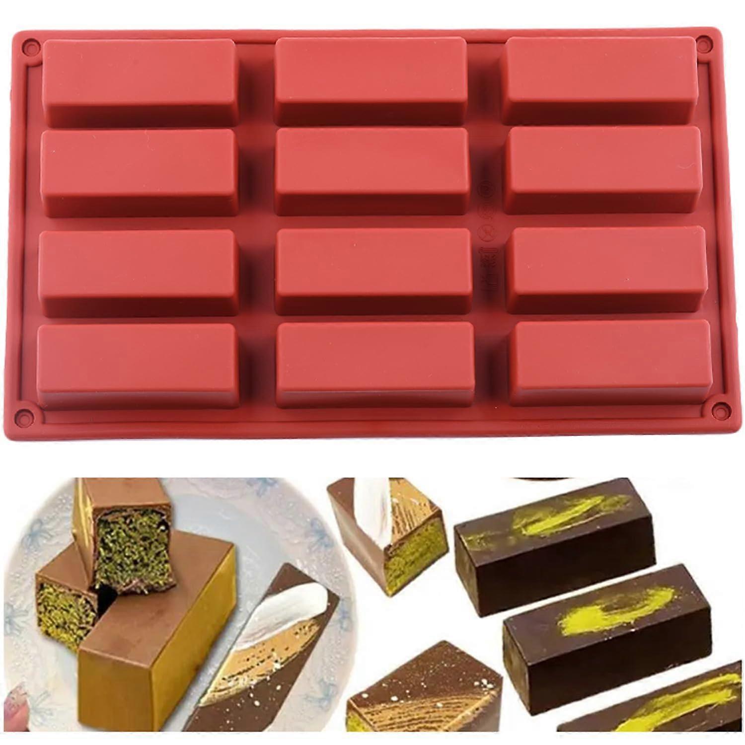 12 Cavity Granola Bar Silicone Mold Rectangle Chocolate Bar Maker Easy Release Dishwasher Safe