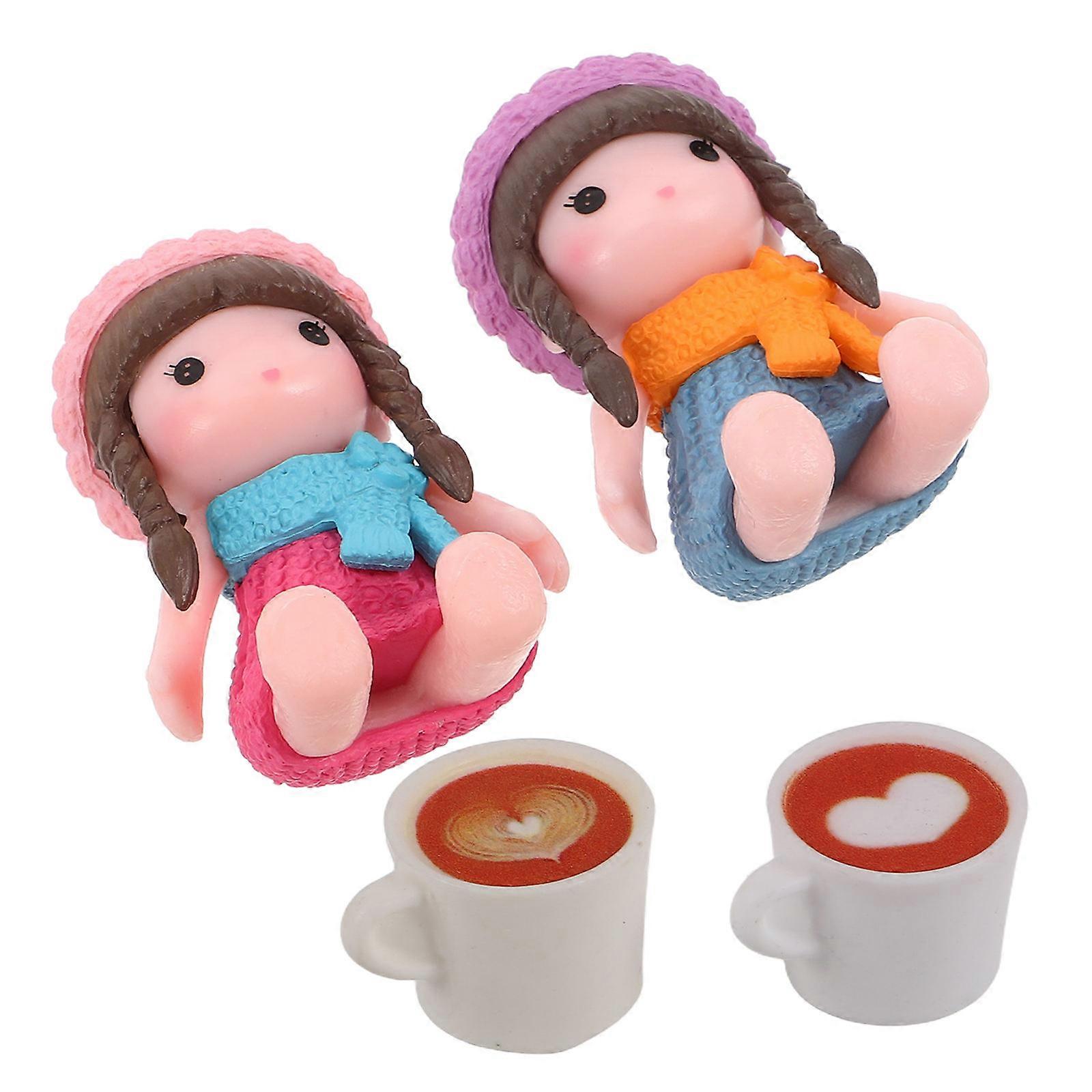 Mini Dolls Stuff Miniature Food Simulation for Decor 4Pcs Coffee Cups