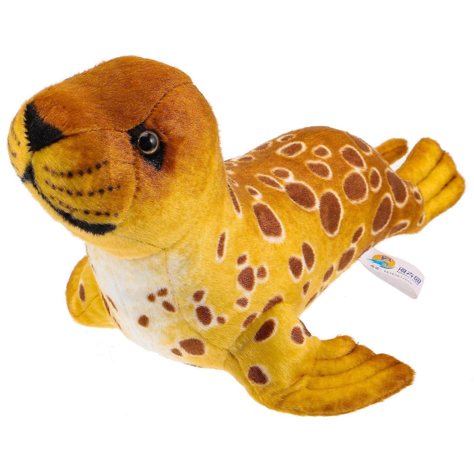 Coffee Seal Plush Toy for Cat Playing Soft Simulation Stuffed Doll Toy