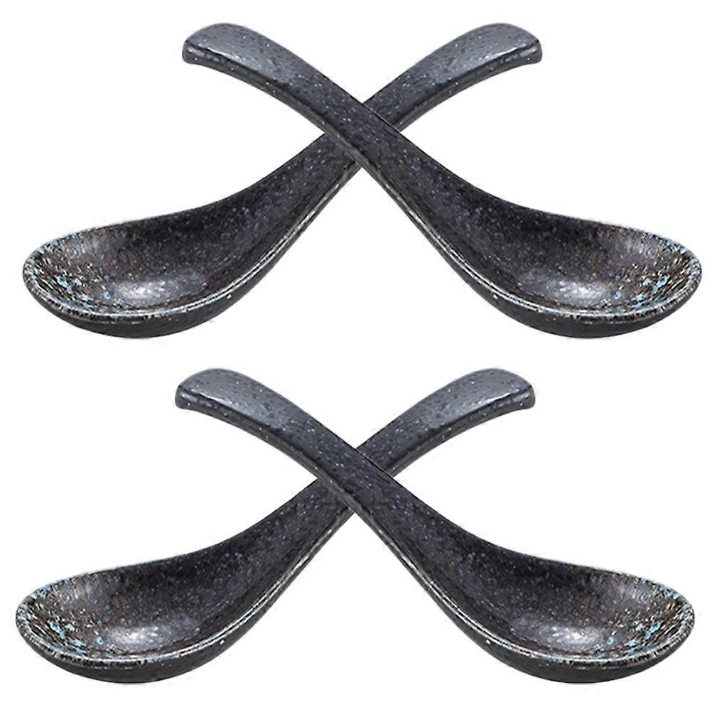 Delicate Ceramic Spoon Household Soup Spoon for Multi-Function Use 4Pcs