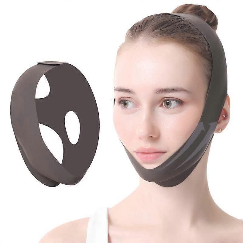 V Line Face Lifting Mask with Ergonomic VShape Design, Adjustable Double Chin Reducer Strap, Black