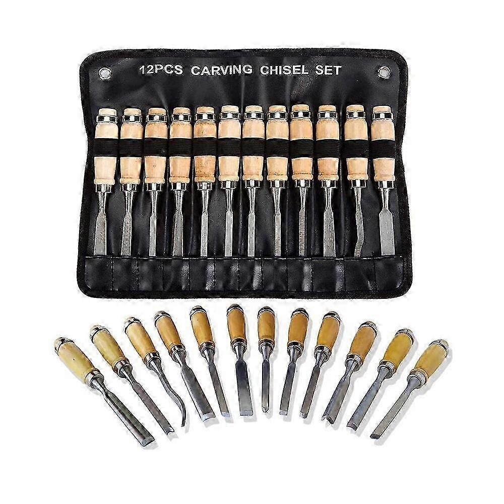Professional Wood Carving Chisel Set - 12 Pcs Sharp Woodworking Tools