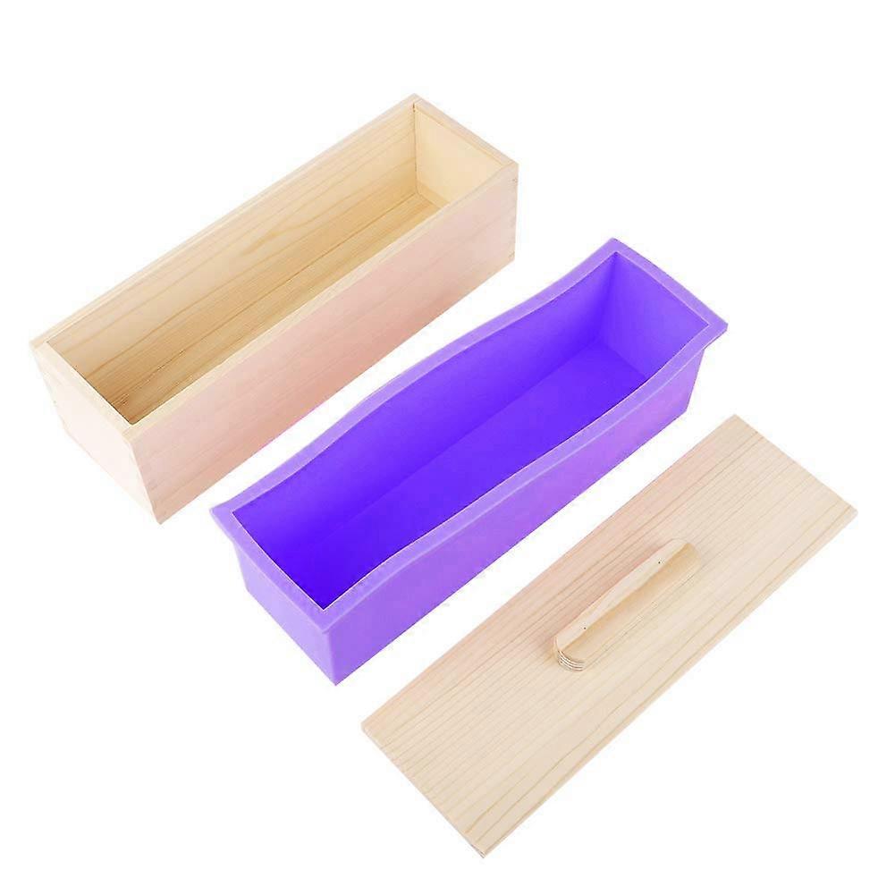 Silicone Soap Mold with Wooden Box for DIY Soap Making, NonStick Oven Safe Rectangular Liner