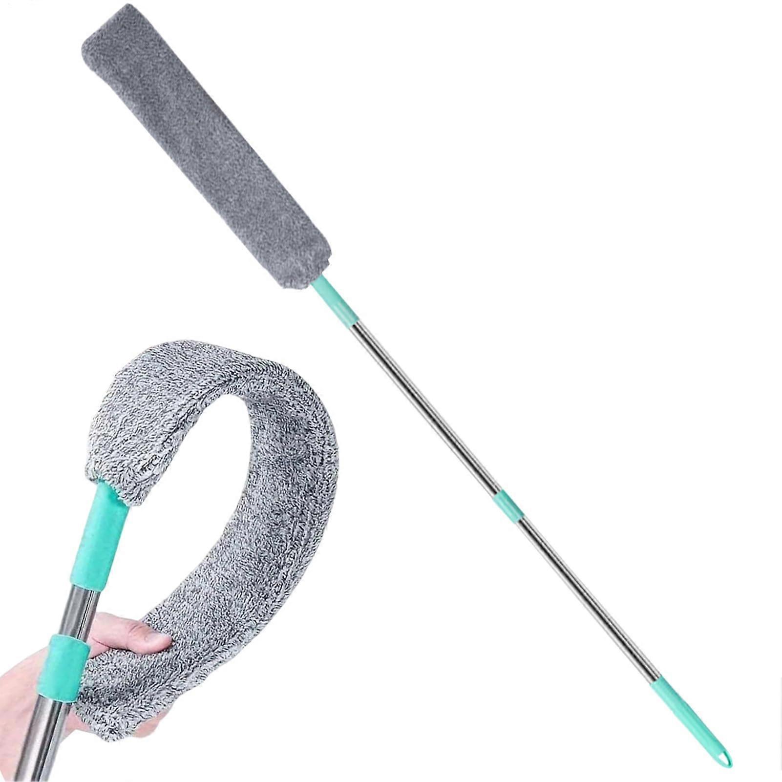 Under Furniture Duster with Telescoping Handle, Bendable Microfiber Flat Head for Gaps and  Ceilings