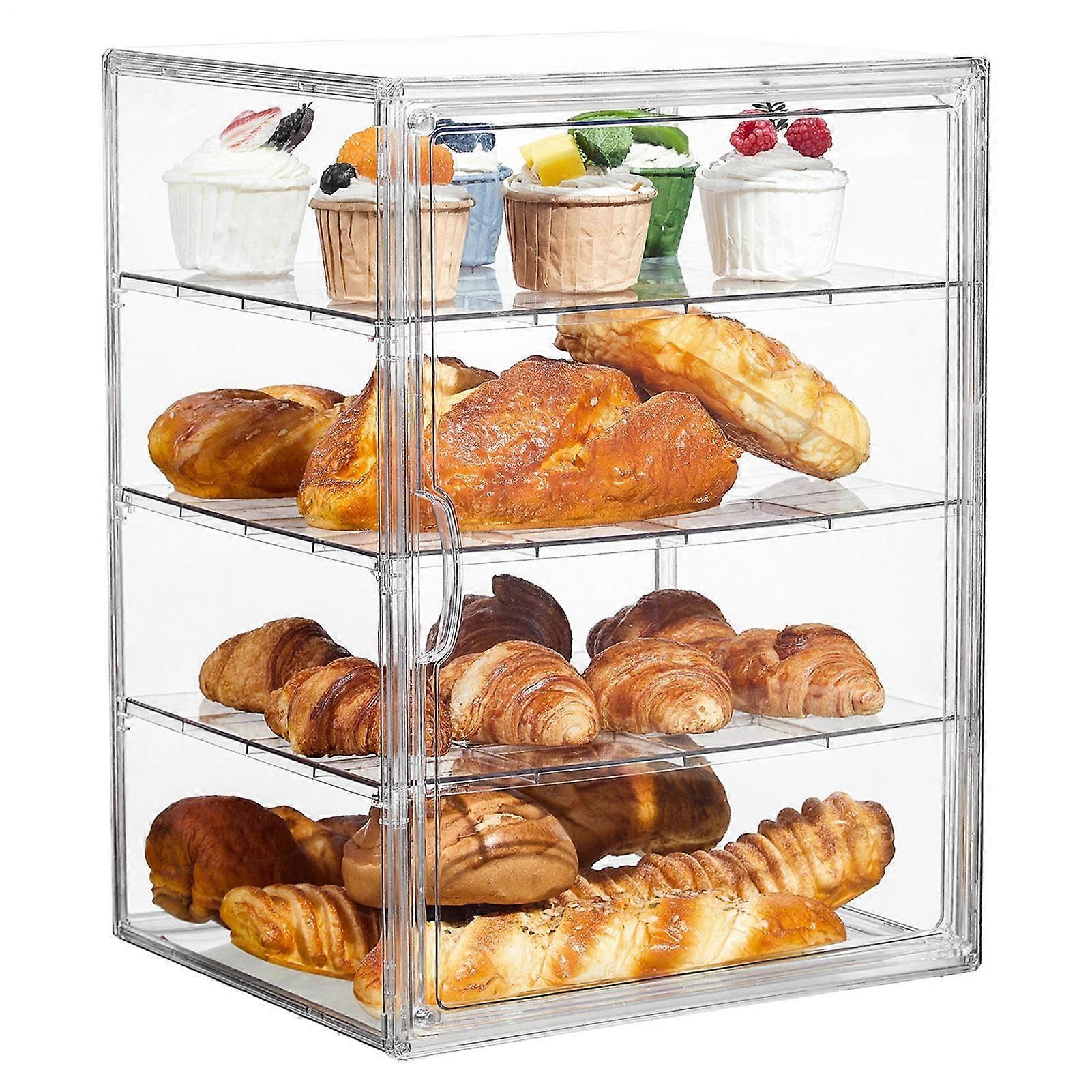 Bread Storage Container, FourTier Clear Acrylic Bread Box, Airtight Kitchen Pantry Organizer