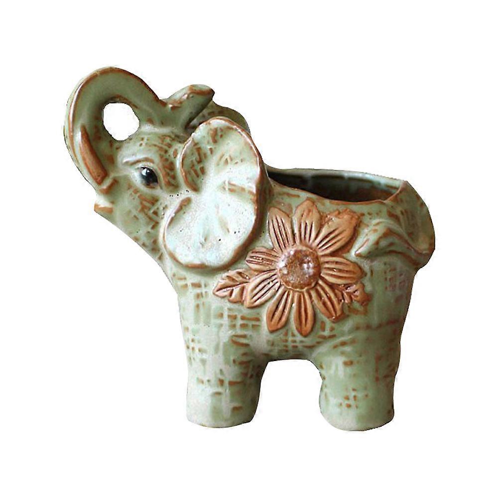Ceramic Elephant Shape Flowerpot for Tabletop Adornment