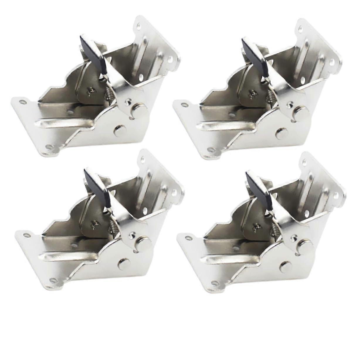 4pcs Folding Table Leg Brackets with SelfLocking Spring Mechanism, Durable Metal SpaceSaving Hinges