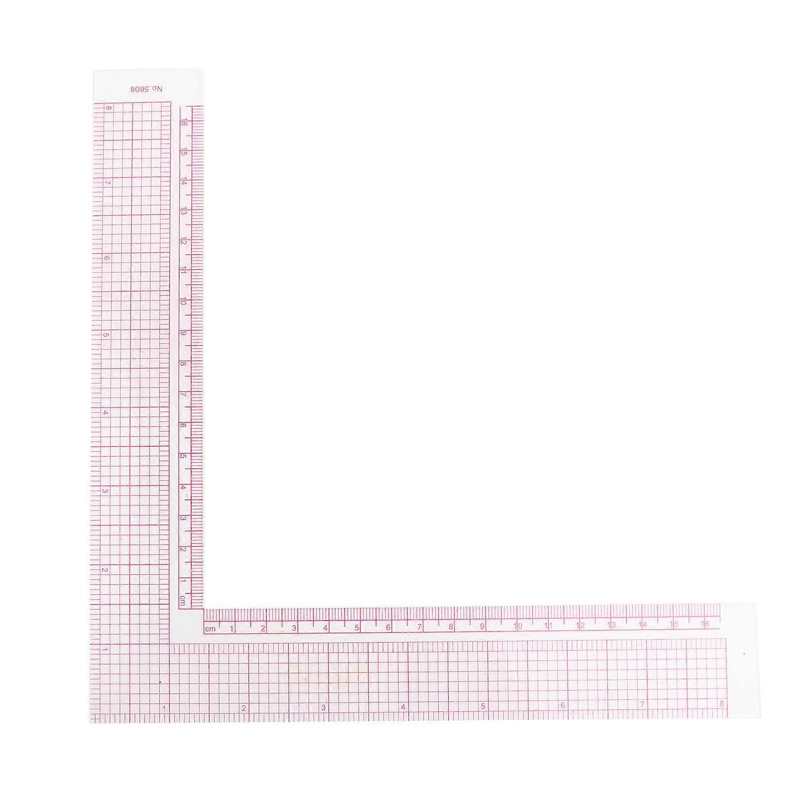 Sewing Ruler L Square with Clear Marks, Durable Plastic Beveled Edge, Professional Tailor Tool