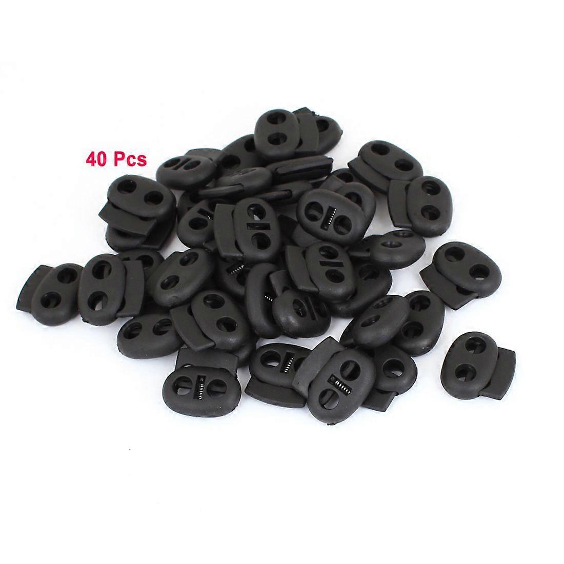 Backpack Lanyard Spring Stop Ends Rope Cord Locks Black 40 Pcs