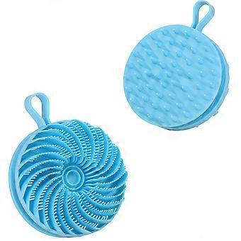 2 in 1 Large Silicone Body Scrubber and Scalp Massager for Shower Hair Growth Blue