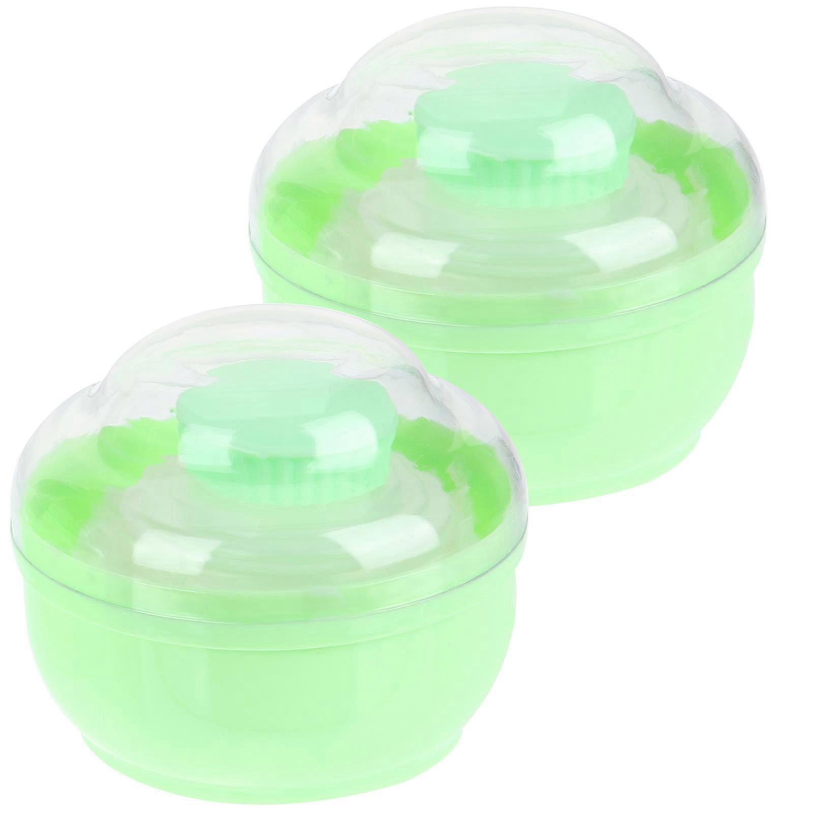 Green Puff Boxes for Body Powder 2Pcs Reusable Containers