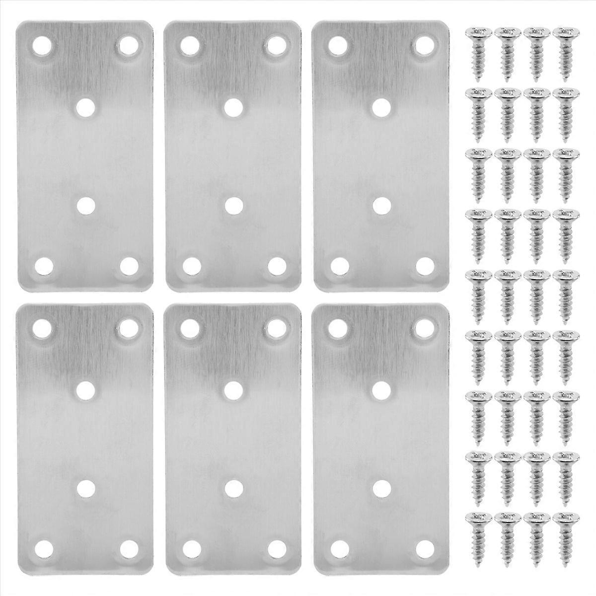 6 PCS Mending Plates Straight Brace Brackets Heavy Duty Flat Bracket