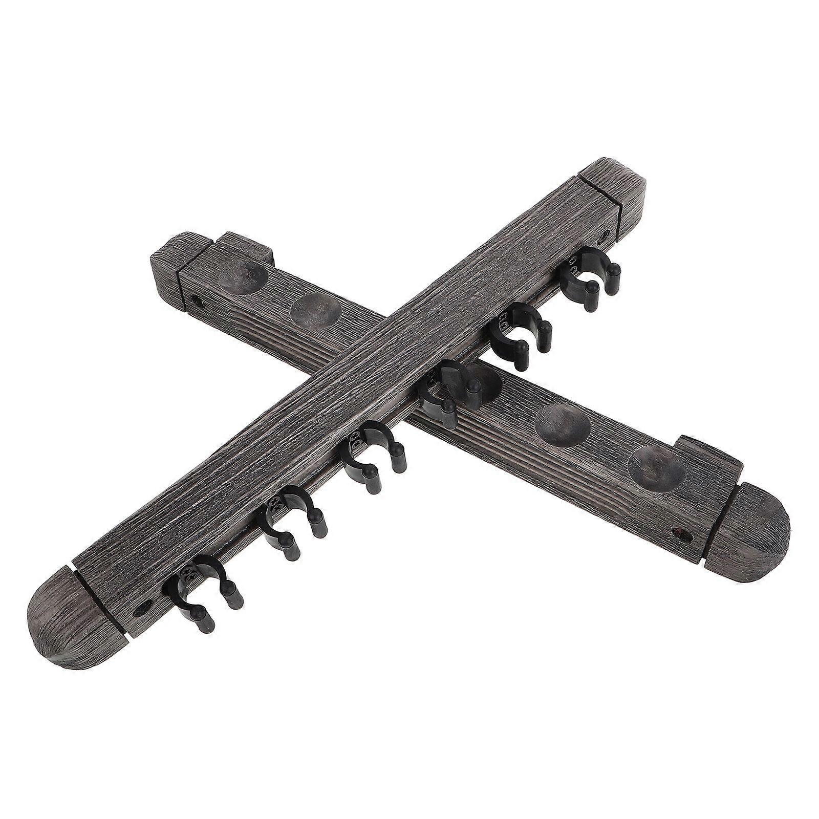 Pool Cue Rack Solid Wood for 5Sets Wall Mounted Billiard Cue Storage