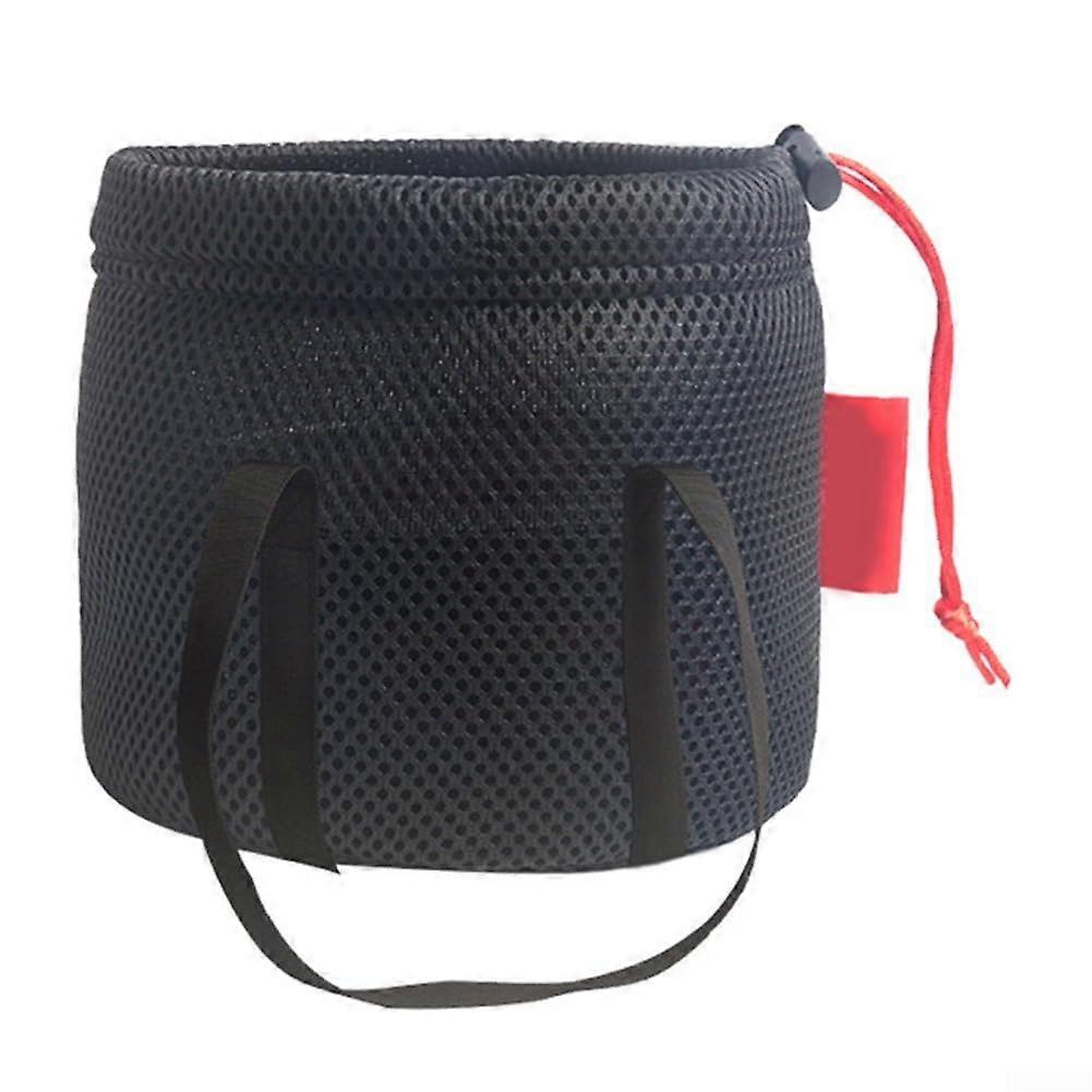 Camping Mesh Storage Bag for Pots and Tableware with Handle, Protective Drawstring, 28x35cm