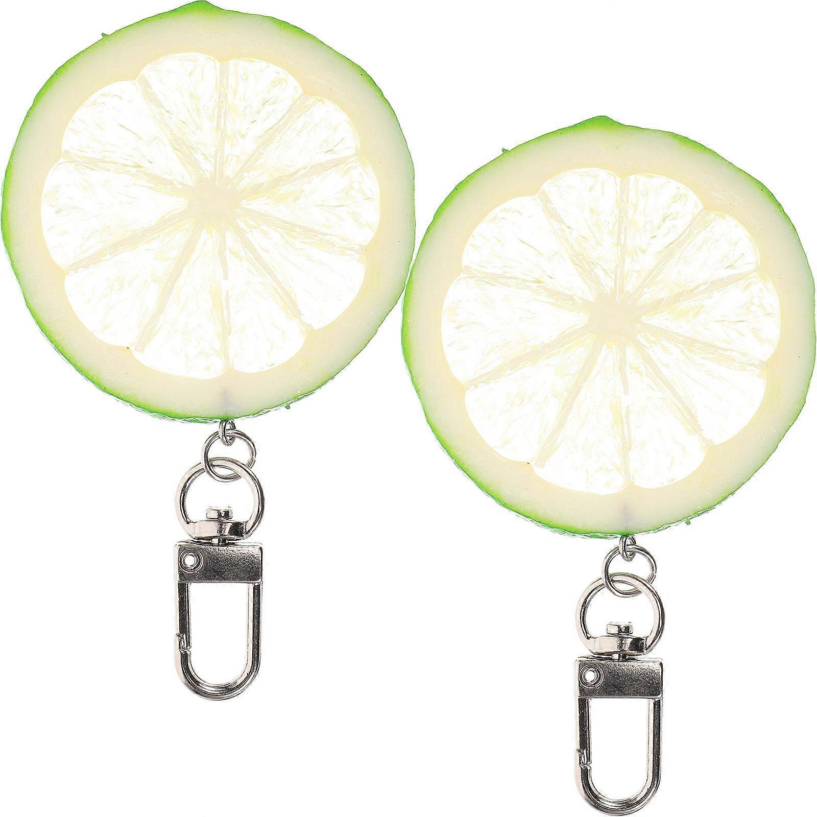 2pcs Fruit Design Keychains Key Pendants Lemon-shaped Keychains Backpack Bag Pendants