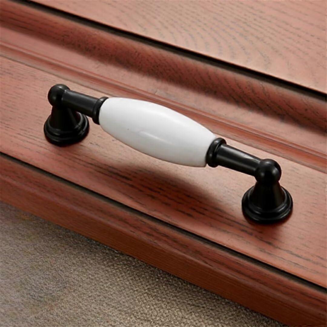5 Pcs Ceramic Cabinet Handles Style E with Door Knobs for Kitchen, Wardrobe and Drawer Use