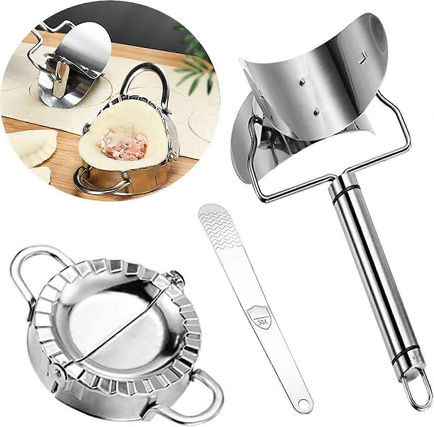 3Pcs Dumpling Maker,Stainless Steel Dumpling Mold and Dumpling Machine Press, 3.9 inch