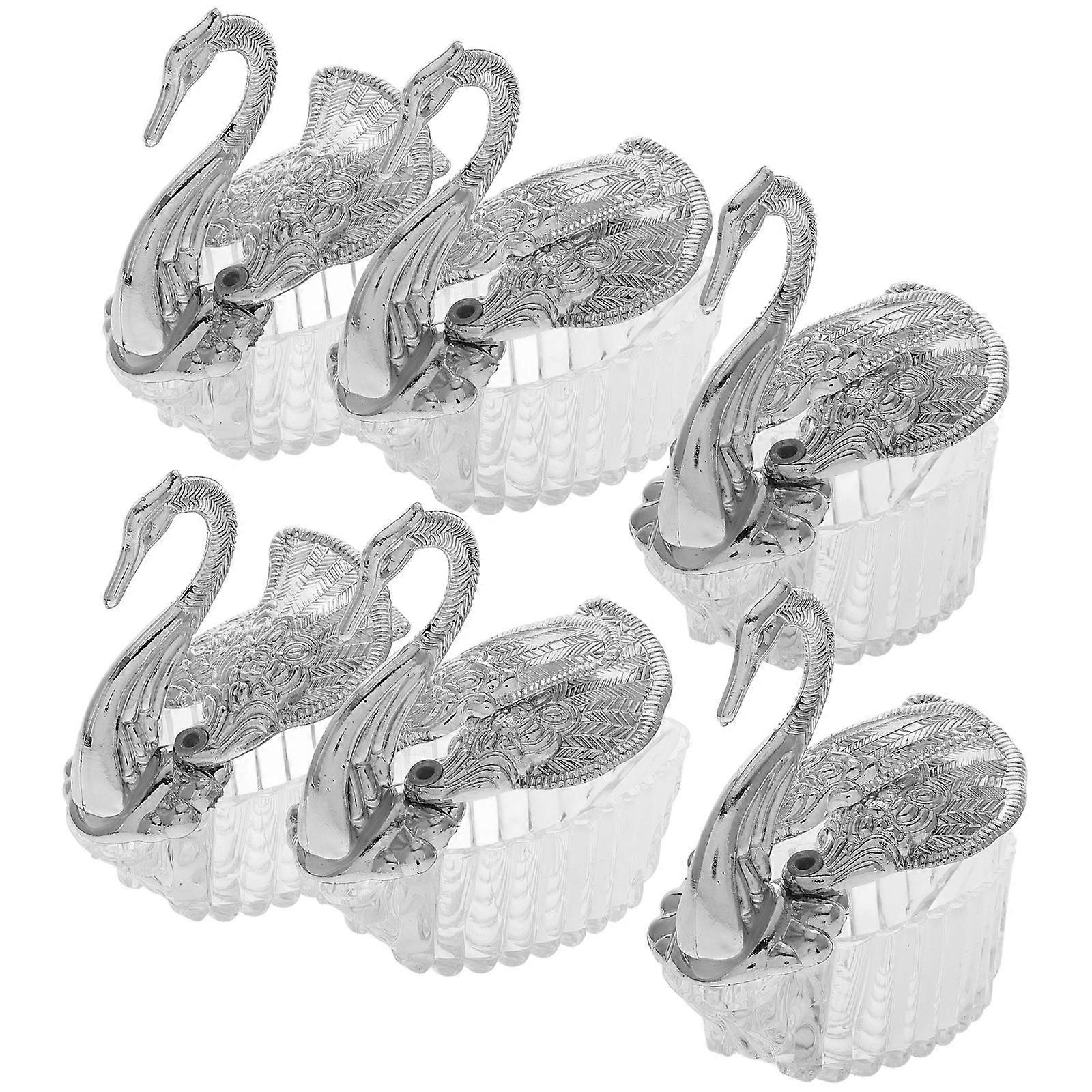 Wedding Gift Holder Swan Pattern Candy Boxes for Wedding 6Sets
