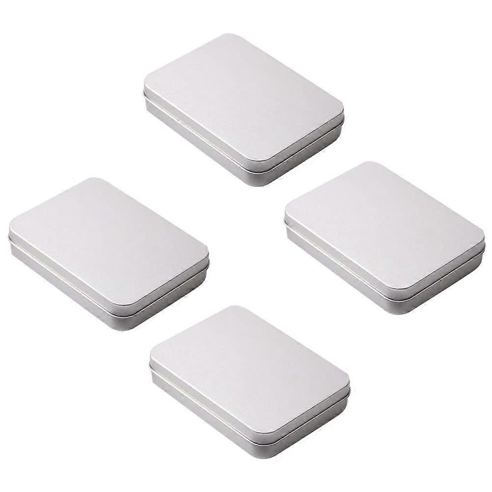Sugar Candy Packaging Box Tinplate Box for Storage 4Pcs Mini Silver Boxes