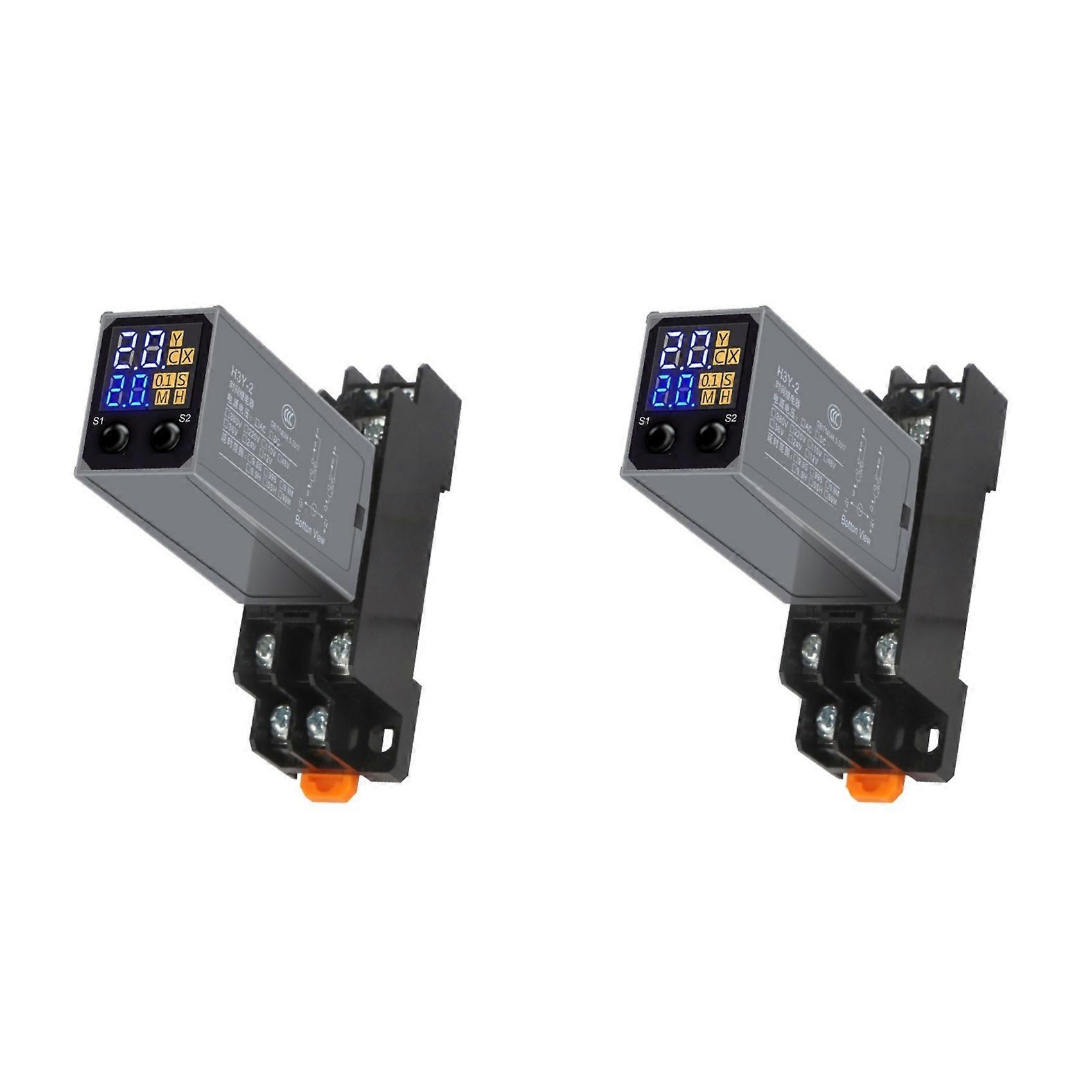 2X LCD Display Delay Relay Power-on Delay Controller Electronic Delay Timer Relay with Base Socket DC24V