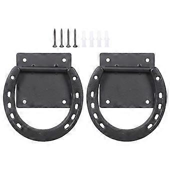 2Pcs Solid Metal Horse Tie Rings with Expansion Screws Hitching Rings Horse Care Accessory For Outdoor Fence Easy to Use