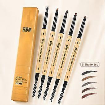 Dual-Ended Eyebrow Pencil Set, Smudge-Proof Formula with Brush, Natural Brow Definition for Blonde & Brunette Hair