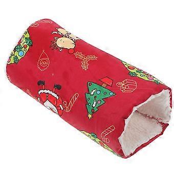 Small Animal Hideout Cotton Tunnel for Hamster Use 1Pcs Red Bed