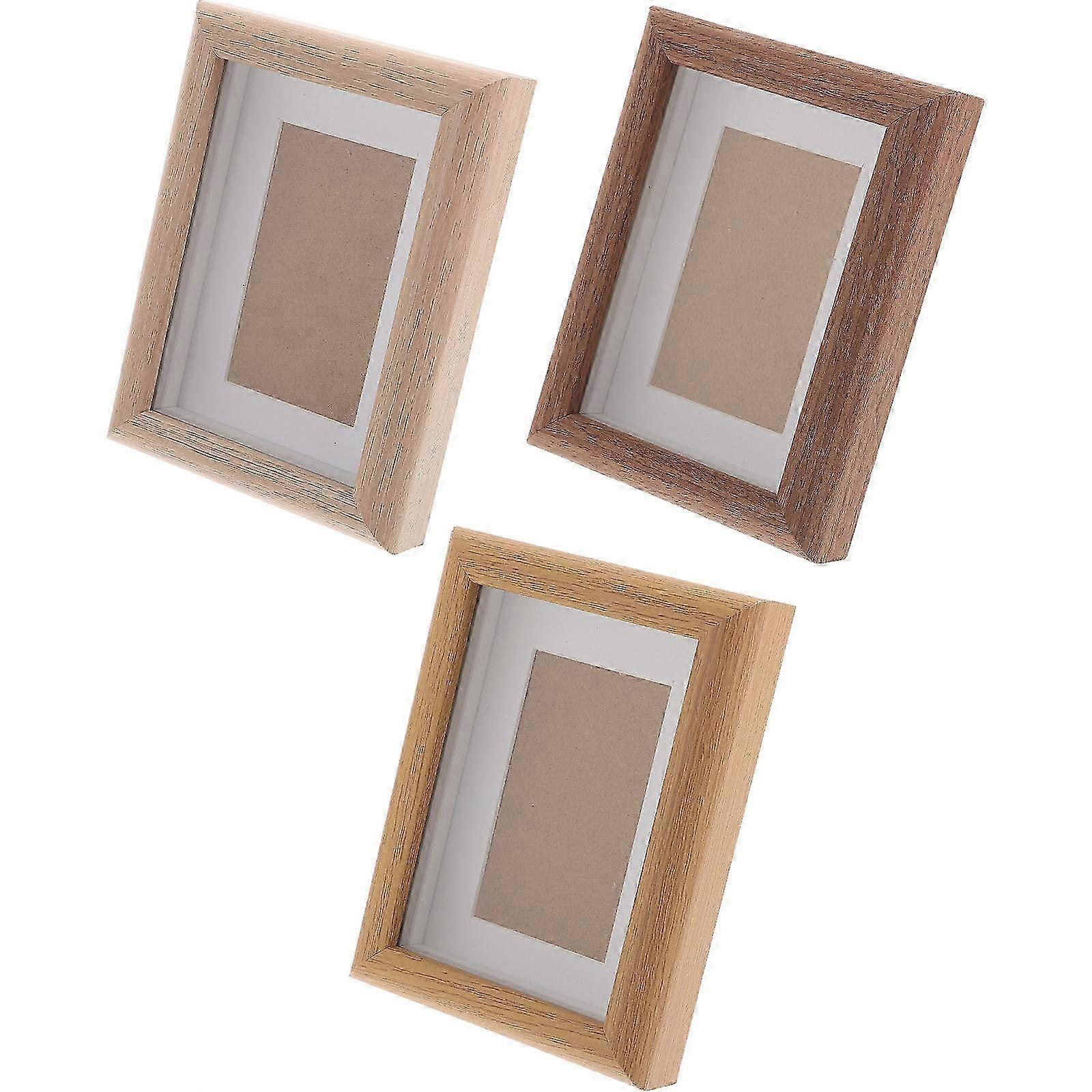 Small Desktop Photo Frames Wooden Picture Frames compatible with Display 3Pcs Set
