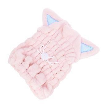 Fast Drying Towel for Hair with Cat Ear Design Pink