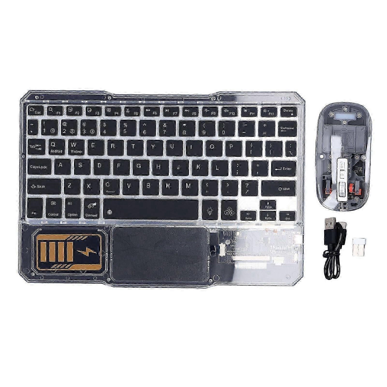 Bluetooth Keyboard Mouse Combo 7 Colours Night Light Wireless Keyboard Mouse Bundle for Android Transparent