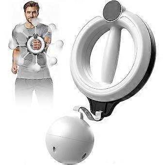 Infinity Hoop 360° Arm Trainer, Hand-Crank Forearm & Shoulder Workout for Home, Lightweight 1lb Design with Weighted Ball, White


