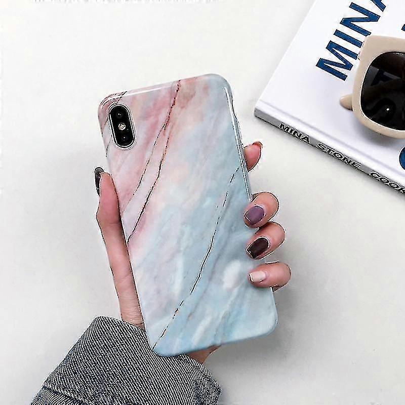 For Iphone X / Xs Full Coverage Glossy Marble Texture Shockproof Tpu Case
