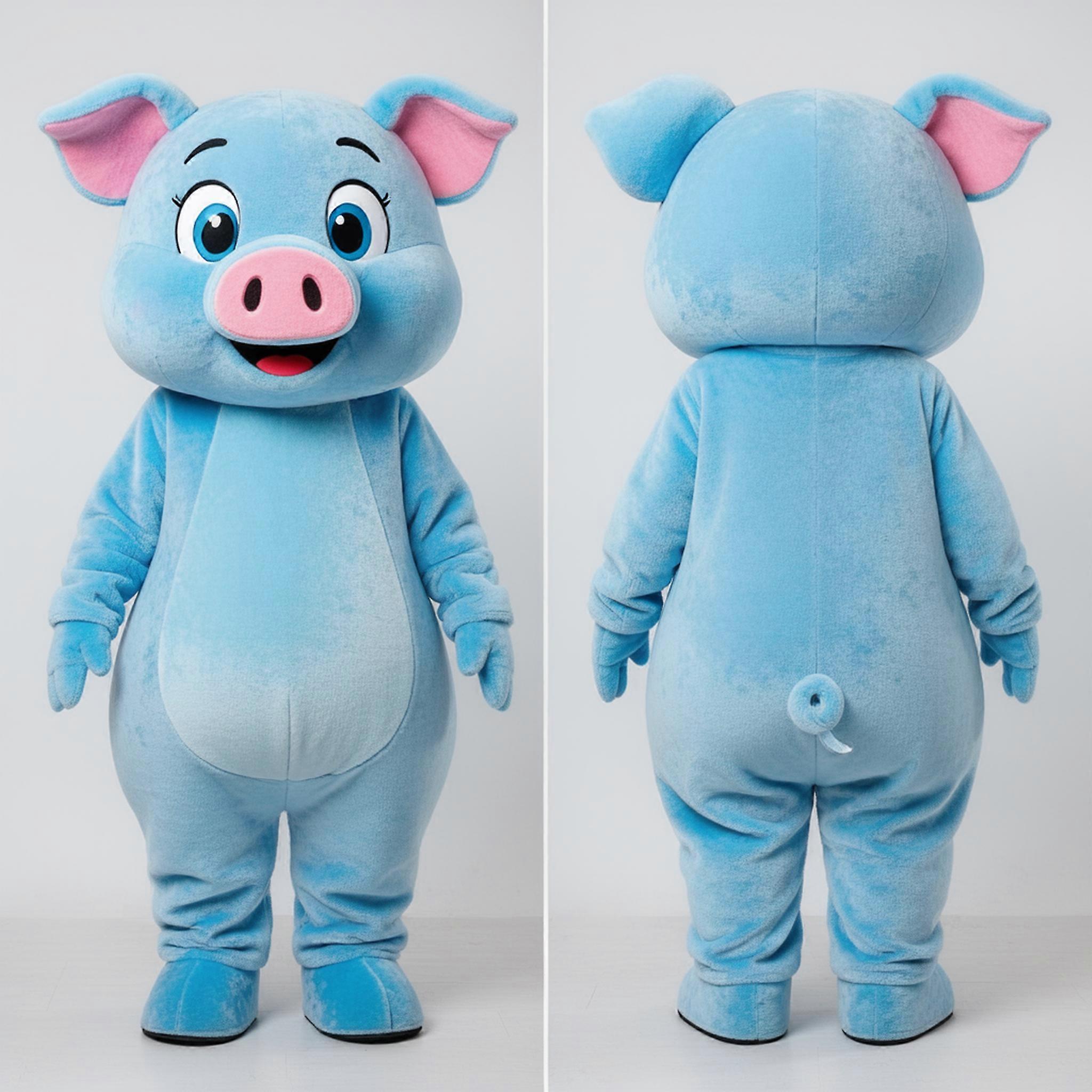 MASTICOT Sky Blue Rounded Pig Mascot
