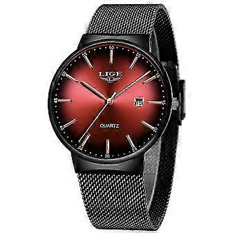 2025 Reloj de moda de malla de acero inoxidable impermeable delgado para hombre