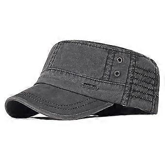 Gewaschene Baumwolle Militärmützen Männer Cadet Army Cap Einzigartiges Design Vintage Flat Top Hut