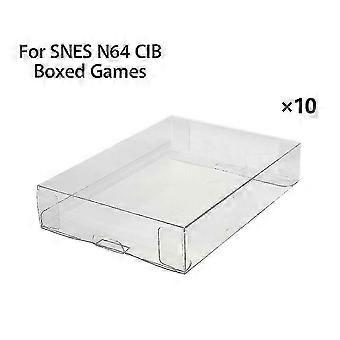 10pcs Clear Pet Plastic Box Protector Case Sleeves Cover compatible with Snes N64 Cib Boxed Games Cartridge Box