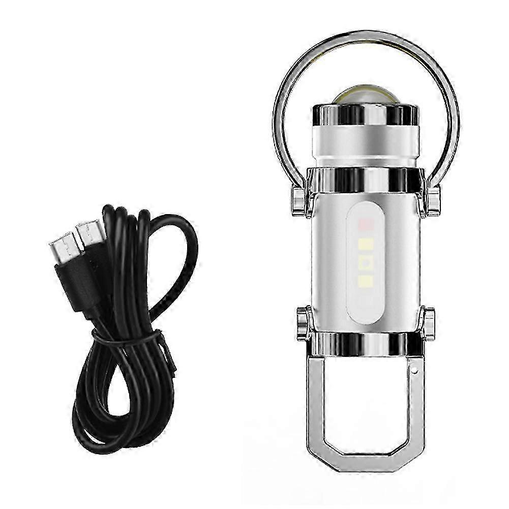 LED Work Light Keychain Rechargeable Flashlight Keyring Outdoor Emergency Lamp