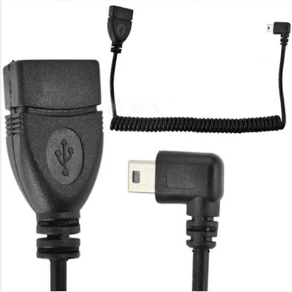 USB 2.0 Type B Cable 90 Degree Left Angled Coiled Extension 1m Panel Mount Secure Connection