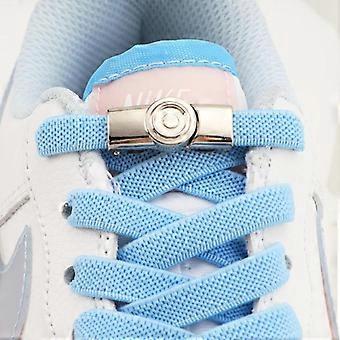 No Tie Metal Press Buckle Shoelace Sneakers Tennis Elastic Shoelace Kid Adult 8MM Wide Quick Shoelace 23 Colors Shoe Accessories
