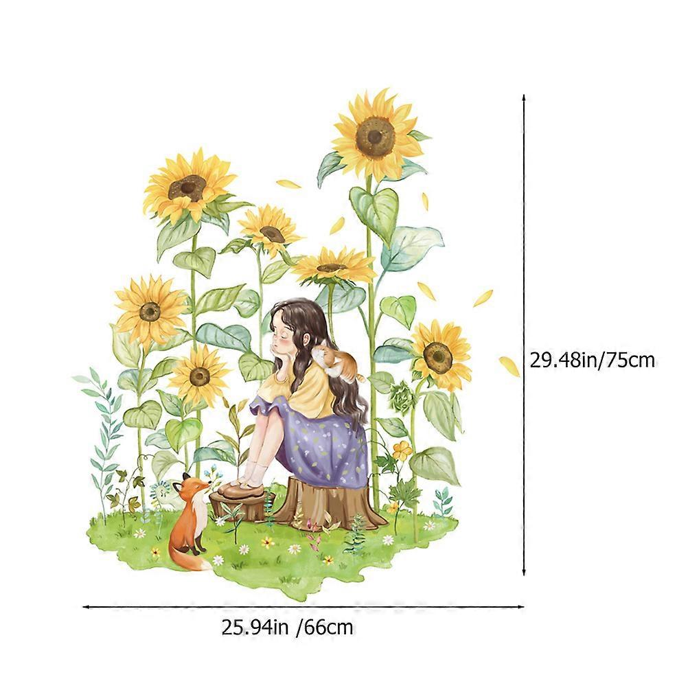 Background Wall Stickers Flowers Decals for Decor 2Pcs Removable