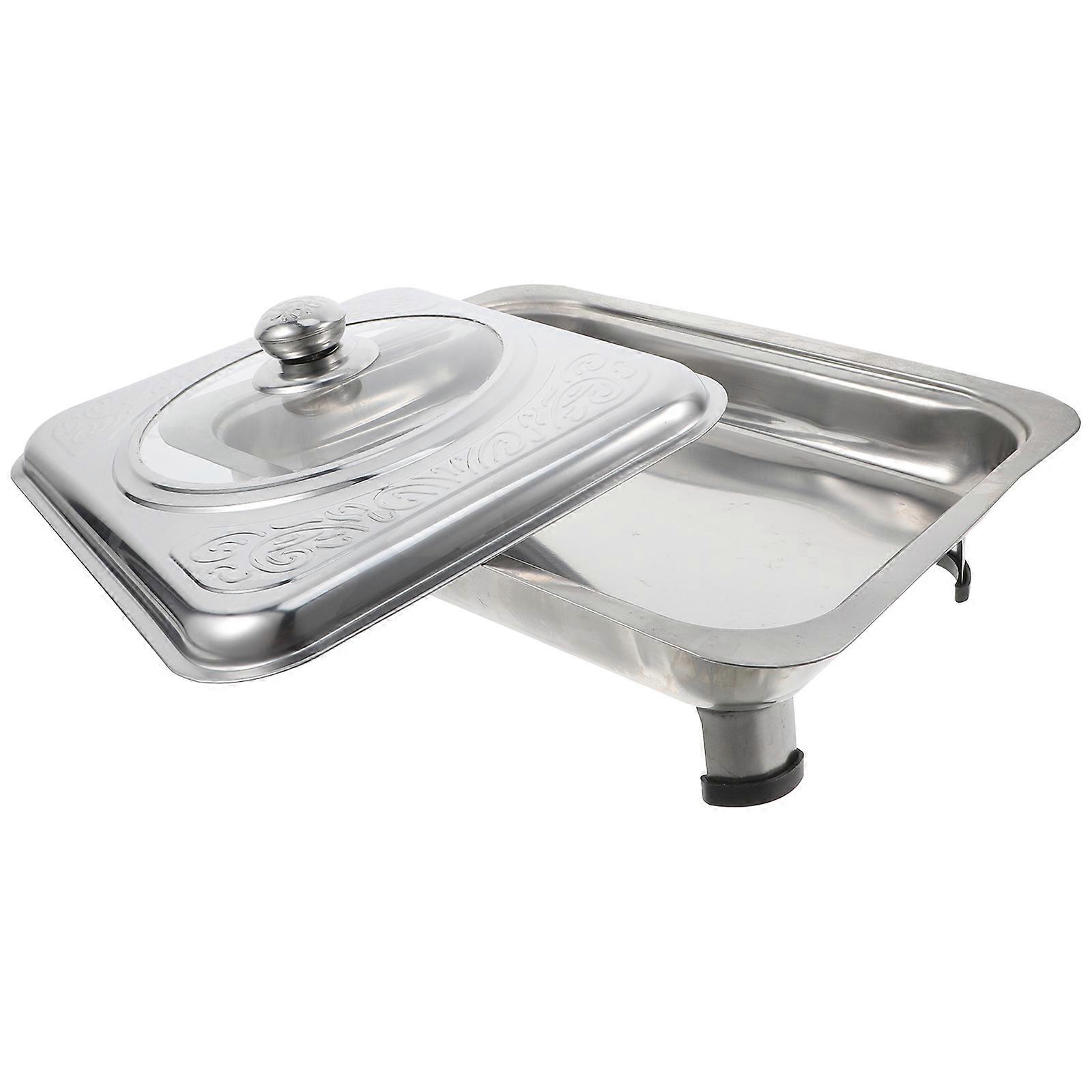 Assorted Color Rectangular Buffet Server Stainless Steel Tray for Storage with Cover