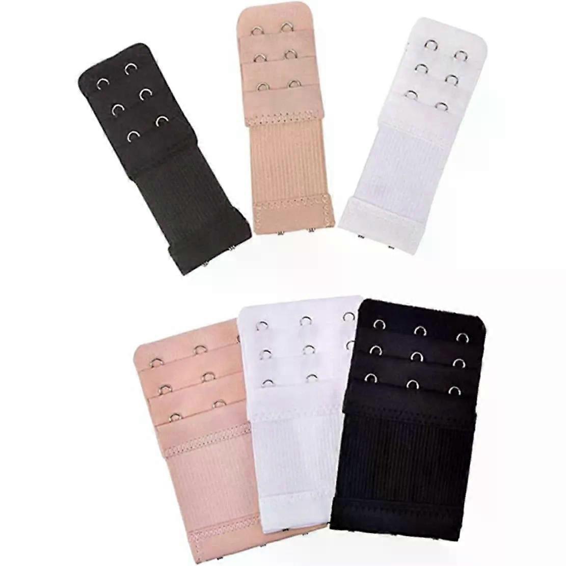 6pcs Women Bra Extender Buckle Polyester 3 Rows 2 Hooks