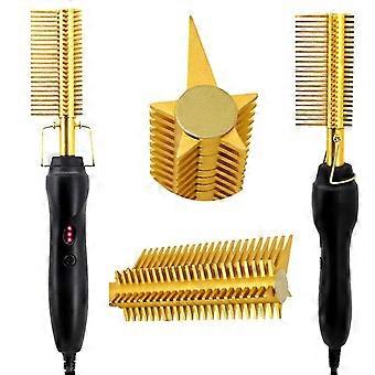 Hot Comb Electric Hair Straightener Heated Hair Straightener, 3 Temperature Settings, Portable Travel Hair Straightener New Package Plus Pocket 005.