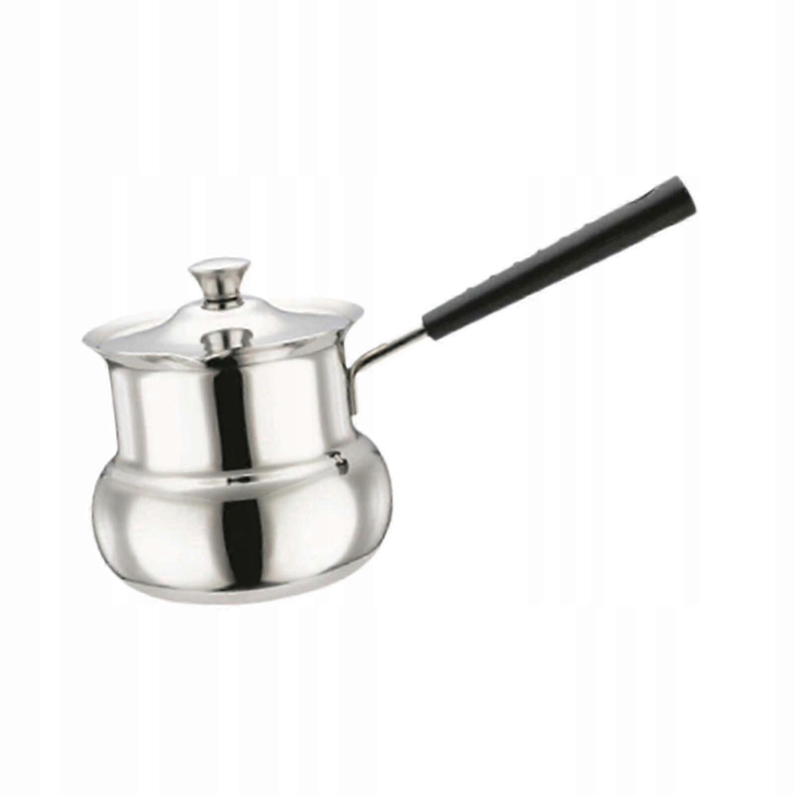 Induction-Compatible Turkish Coffee Pot 180ml Drum-Shaped with Handle