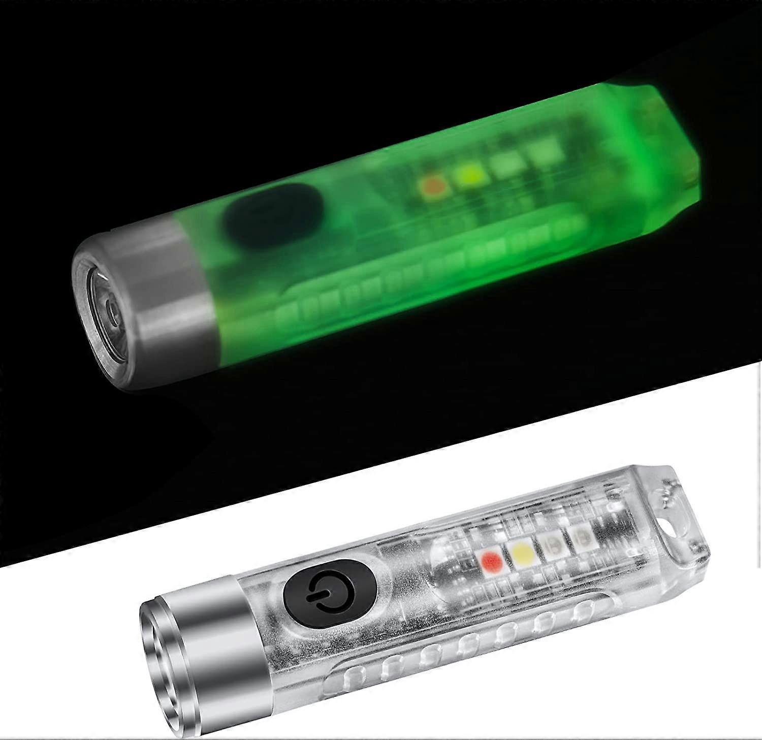 2pcs Small Mini Powerful Keychain LED Flashlight Type-C Rechargeable Flashlights IP65 Waterproof Multi Function for Emergency Suitable for Walking, Se