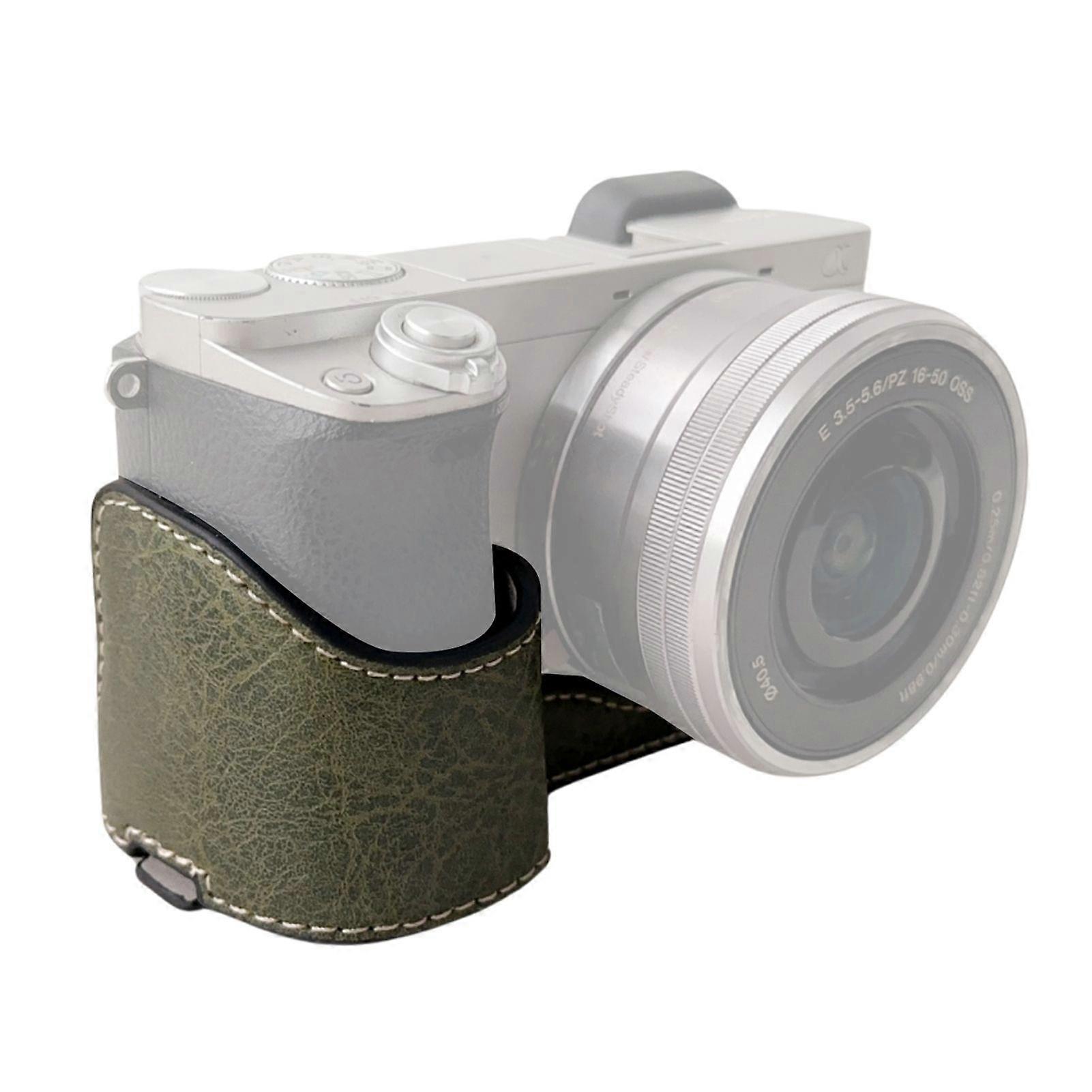 Portable Camera Protective Case Retro Style Camera Case Carry Bag Opening Bottom Design Replacement for  A6400/A6300/A6100/A6000 Camera